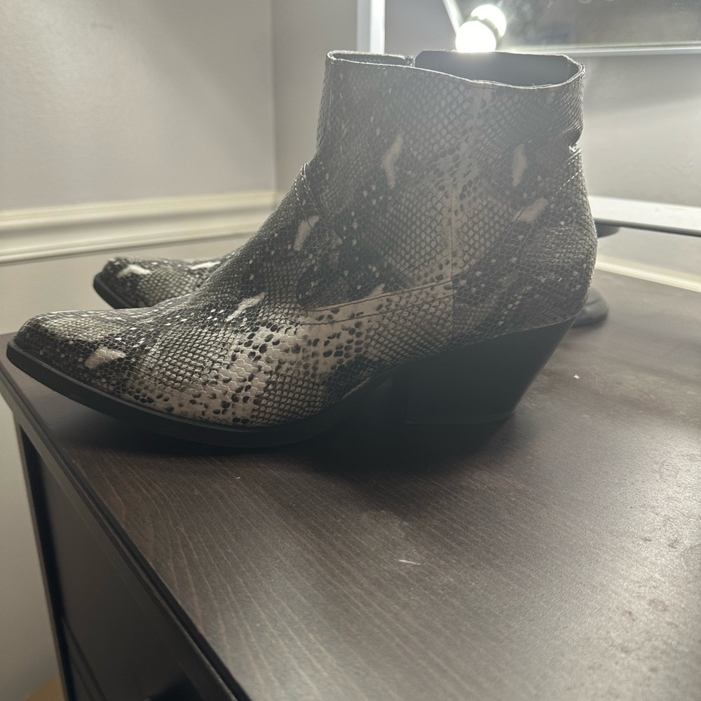 Snake skin ankle boots